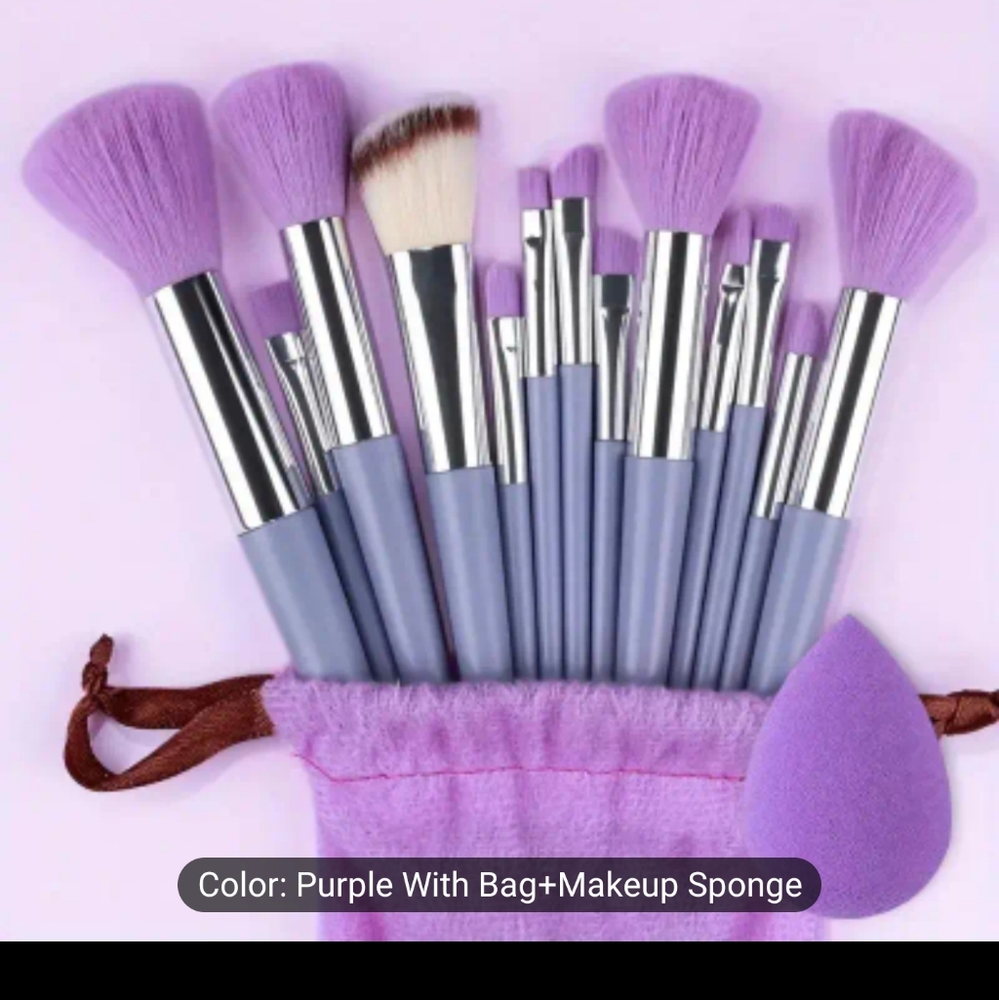 🎉🎉HOST PICK🎉🎉NEW🎉🎉 13PC Purple Brush Set with Travel Bag and Makeup Sponge